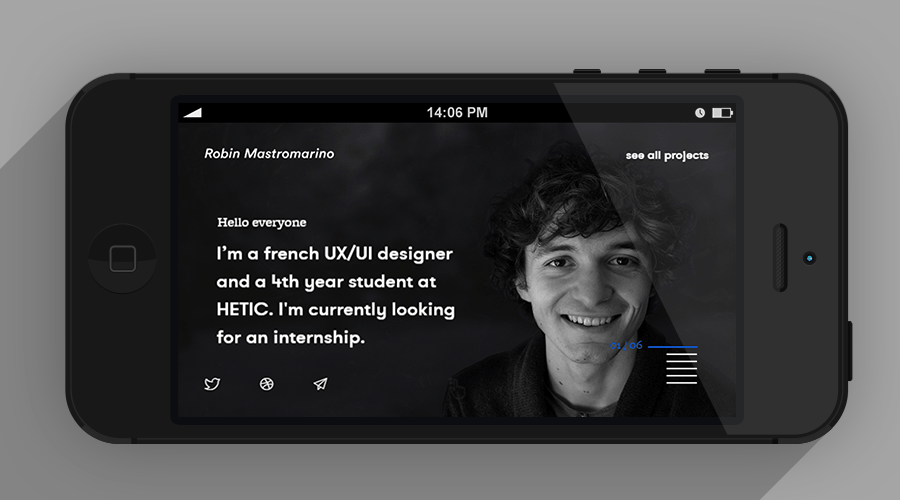 一个法国小伙子的自我宣传网站。这个可比简历看起来高级多啦。